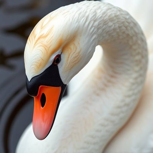 Close-up of intricate latte art featuring a swan design