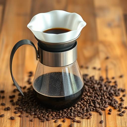 Pour-over brewing method in action, showing the gooseneck kettle and coffee grounds